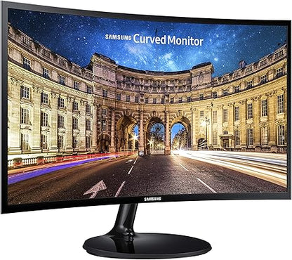 SAMSUNG  24" Curved LED FHD 1080p Gaming Monitor (Super Slim Design), 60Hz Refresh Rate w/AMD FreeSync Game Mode- LC24F390FHNXZA